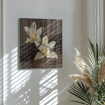 Vierkante glazen wandklok Vanille