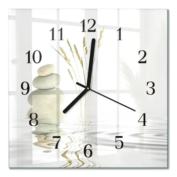 Moderne wandklok glas vierkant Stenen
