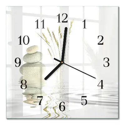 Moderne wandklok glas vierkant Stenen