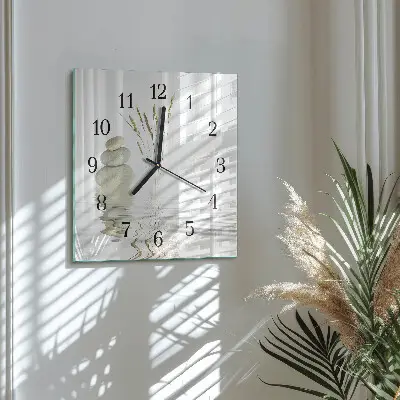 Moderne wandklok glas vierkant Stenen