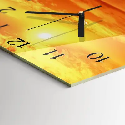 Vierkante glazen wandklok Zonnig