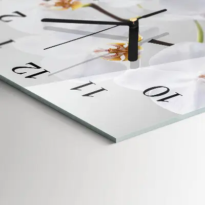 Moderne wandklok glas vierkant Orchidee
