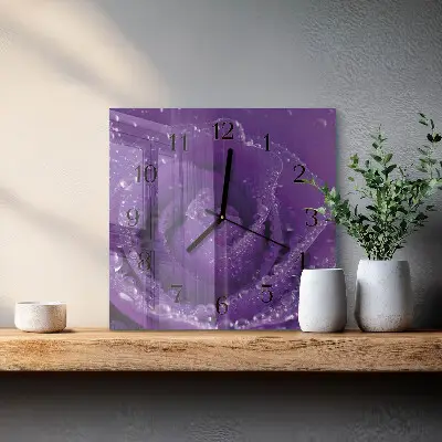 Decoratieve glazen klok vierkant Roos