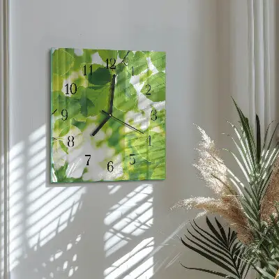 Vierkante glas klok Bladeren