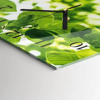 Vierkante glas klok Bladeren