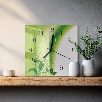 Vierkante glazen klok Bloemenpatroon