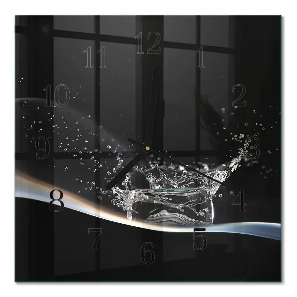 Vierkante glazen wandklok Water