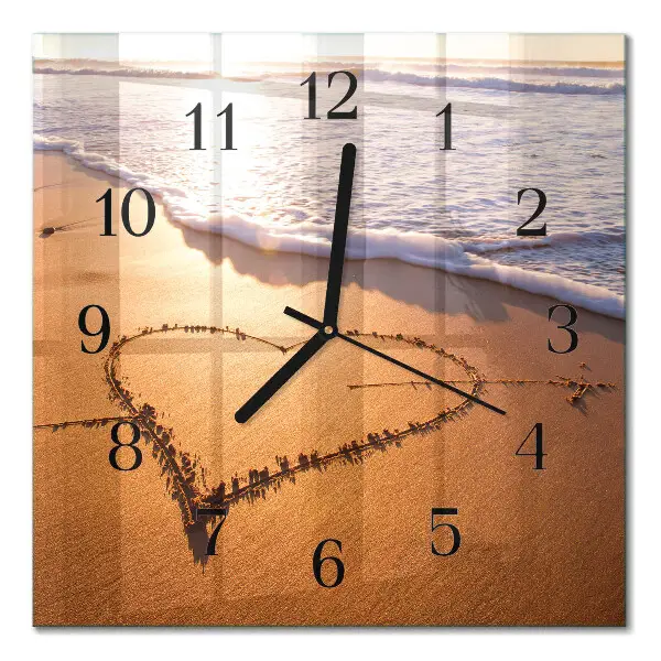 Decoratieve glazen klok vierkant Hart van het strand