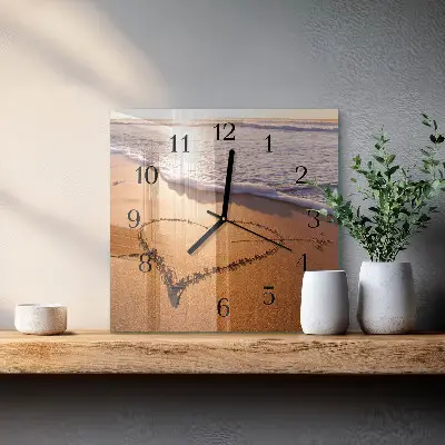 Decoratieve glazen klok vierkant Hart van het strand
