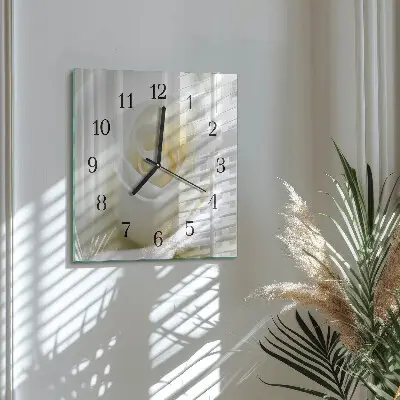 Decoratieve glazen klok vierkant Witte roos