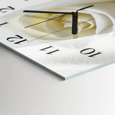 Decoratieve glazen klok vierkant Witte roos