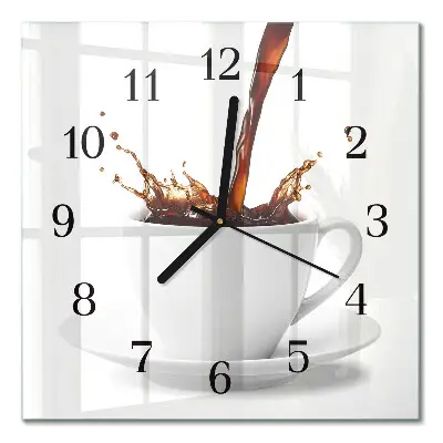 Moderne wandklok glas vierkant Een kopje koffie