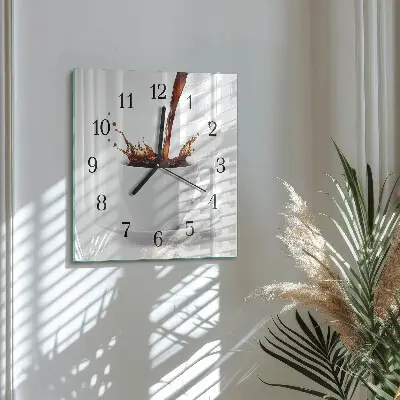 Moderne wandklok glas vierkant Een kopje koffie