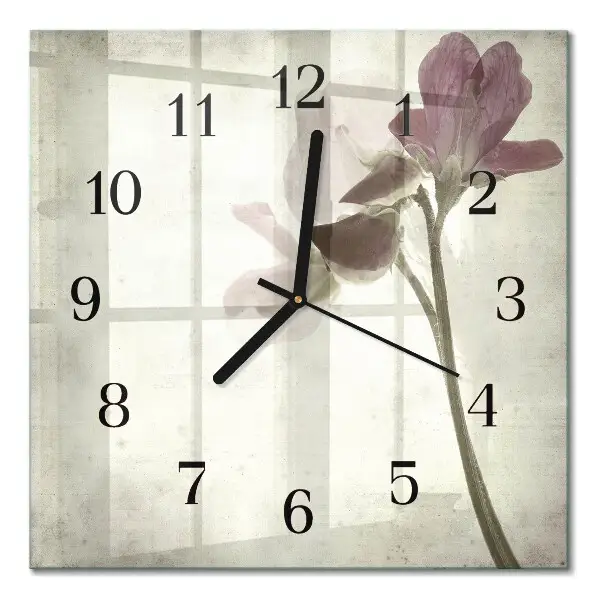 Moderne wandklok glas vierkant Vintage bloem