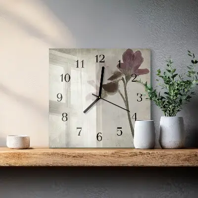 Moderne wandklok glas vierkant Vintage bloem