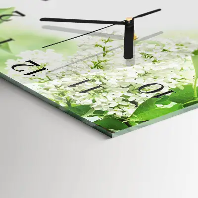 Vierkante glazen wandklok Bladeren