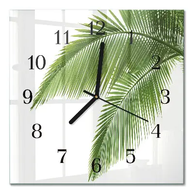 Moderne wandklok glas vierkant Palmbladeren