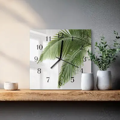 Moderne wandklok glas vierkant Palmbladeren