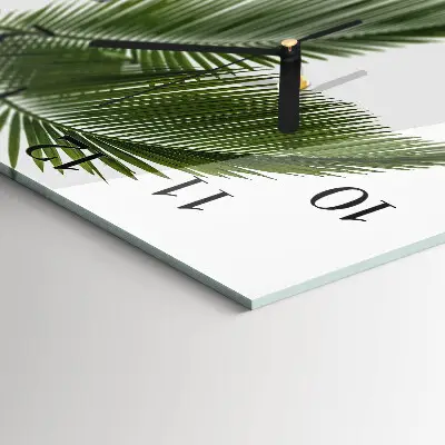 Moderne wandklok glas vierkant Palmbladeren