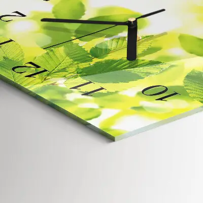 Moderne wandklok glas vierkant Bladeren