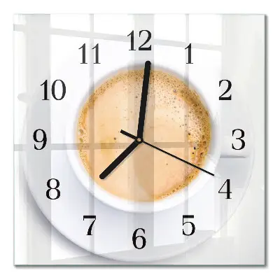 Moderne wandklok glas vierkant Een kopje koffie