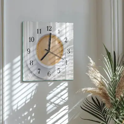 Moderne wandklok glas vierkant Een kopje koffie