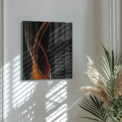 Vierkante glazen wandklok Abstracte lijnen