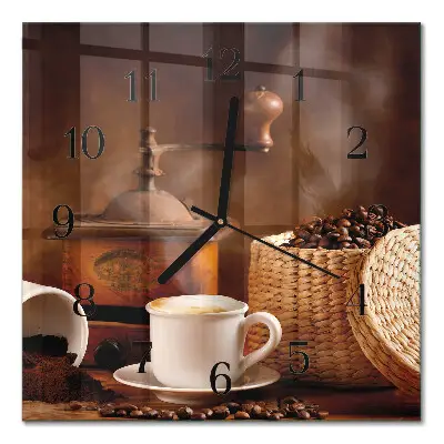 Moderne wandklok glas vierkant Een kopje koffie