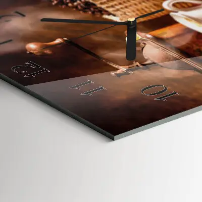 Moderne wandklok glas vierkant Een kopje koffie