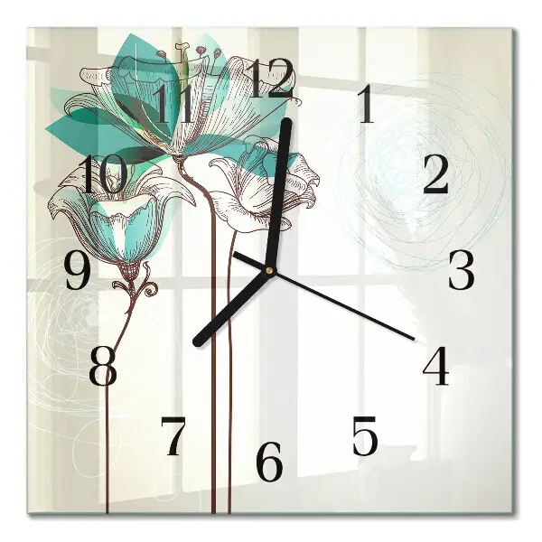 Decoratieve glazen klok vierkant Vintage bloemen