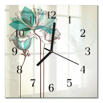 Decoratieve glazen klok vierkant Vintage bloemen