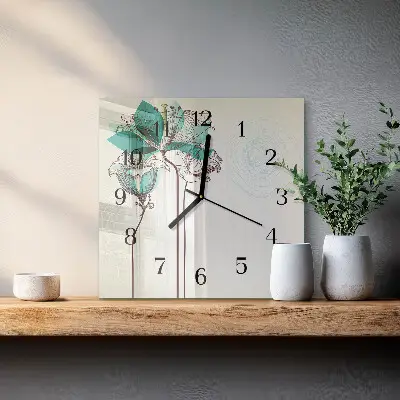 Decoratieve glazen klok vierkant Vintage bloemen