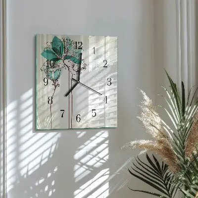 Decoratieve glazen klok vierkant Vintage bloemen