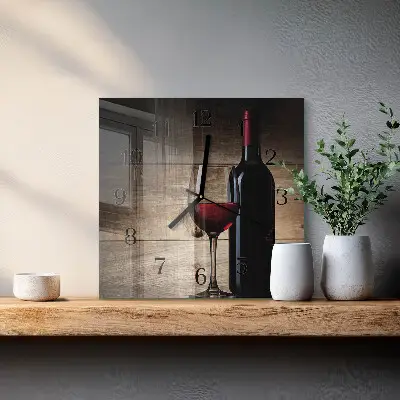 Moderne wandklok glas vierkant Wijn