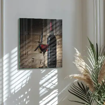 Moderne wandklok glas vierkant Wijn