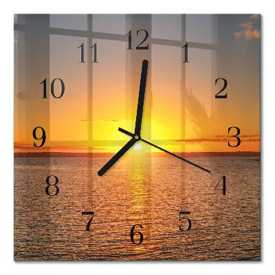 Vierkante glazen wandklok Zonsondergang