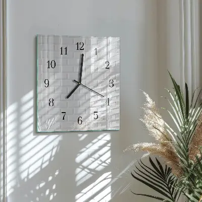 Moderne wandklok glas vierkant Baksteen