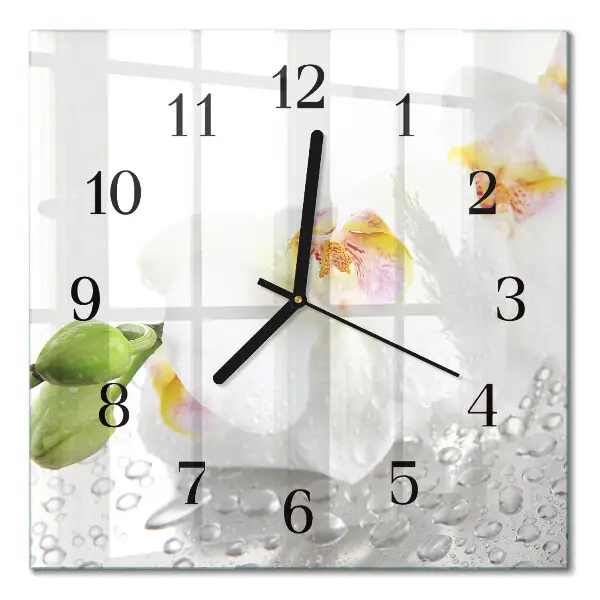 Decoratieve glazen klok vierkant Orchidee