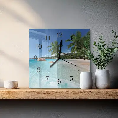 Decoratieve glazen klok vierkant Strand