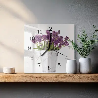 Moderne wandklok glas vierkant Lavendel