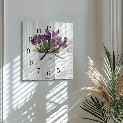 Moderne wandklok glas vierkant Lavendel