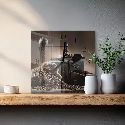 Vierkante glas klok Koffiemolen