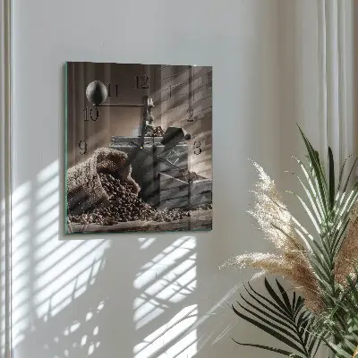 Vierkante glas klok Koffiemolen