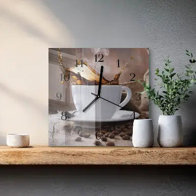 Vierkante glas klok Koffie