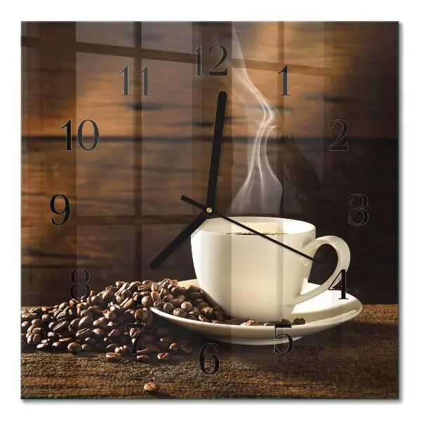 Vierkante glazen klok Koffie