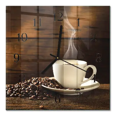 Vierkante glazen klok Koffie