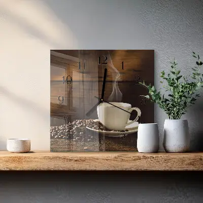 Vierkante glazen klok Koffie