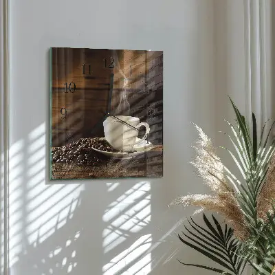 Vierkante glazen klok Koffie