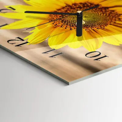 Moderne wandklok glas vierkant Zonnebloem