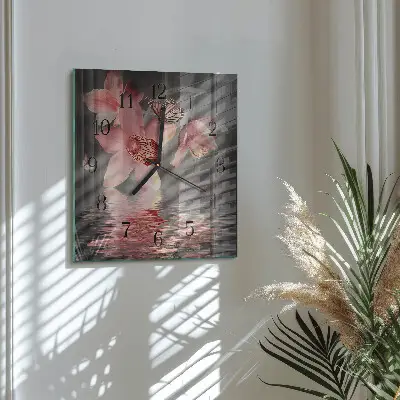Vierkante glazen klok Orchidee